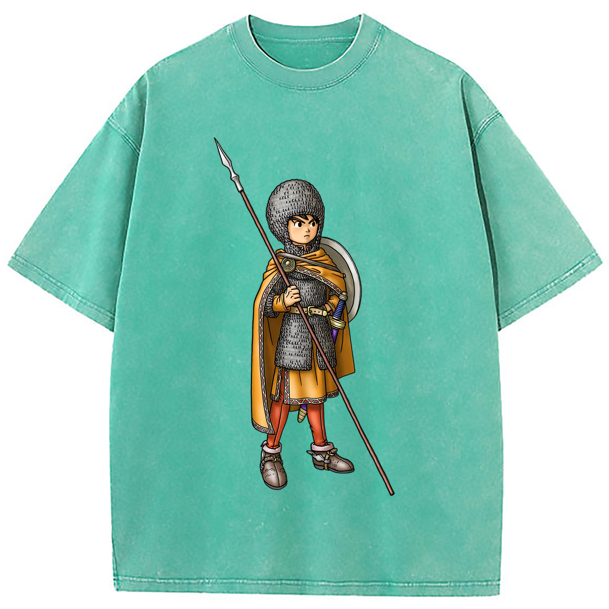 （画像用） ドラゴンクエスト Doragon Kuesuto Dragon Quest 綿100% ヴィンテージ風 半袖Tシャツ（フロントプリント）